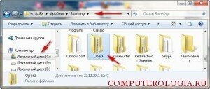 Файлы Opera на компьютере