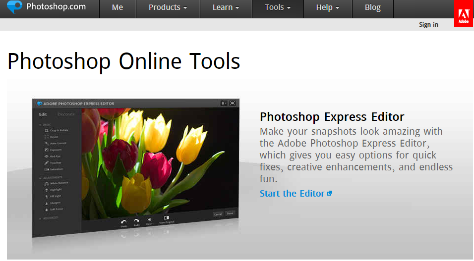 Photoshop Online Tools - онлайн-редактор