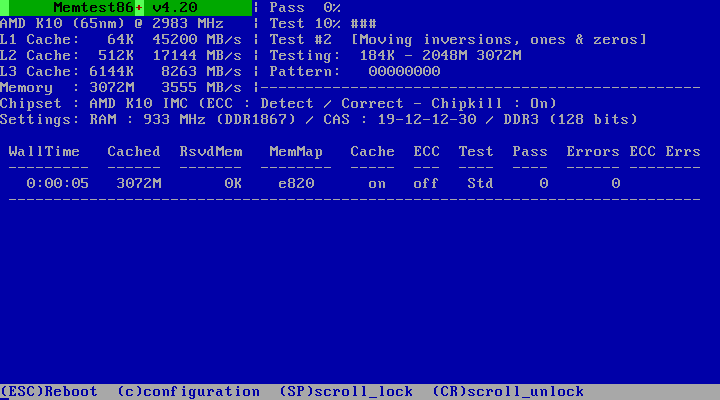 тест оперативной памяти Windows 7 64-bit 
