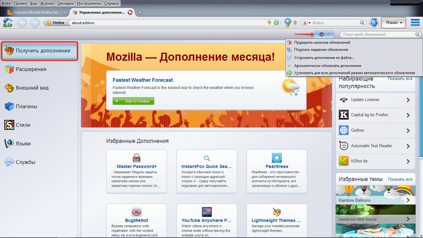 Mozilla Firefox: новые дополнения